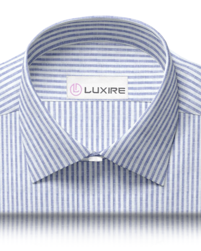 Linen:Blue White Dress Stripes Shirt
