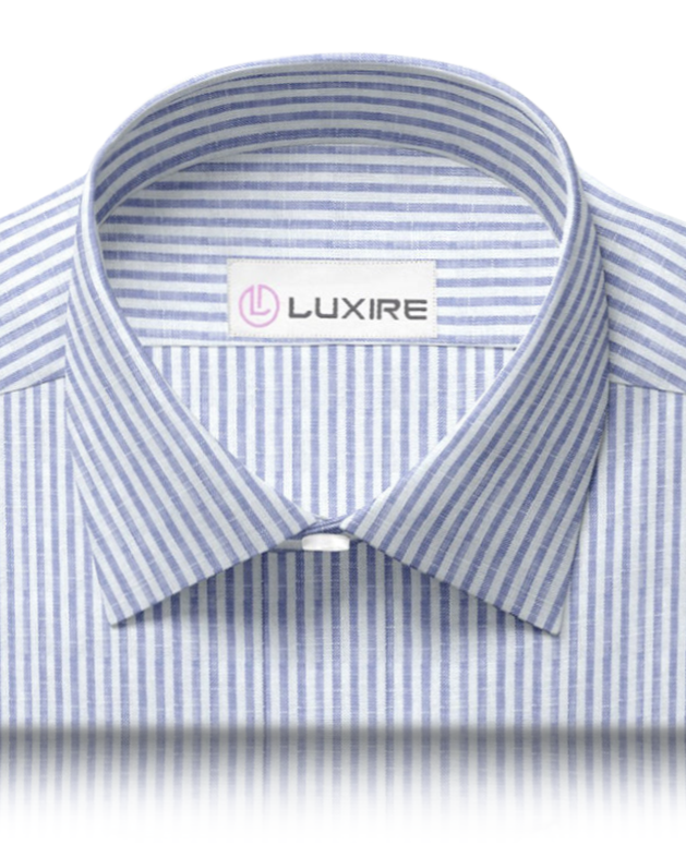 Linen:Blue White Dress Stripes Shirt