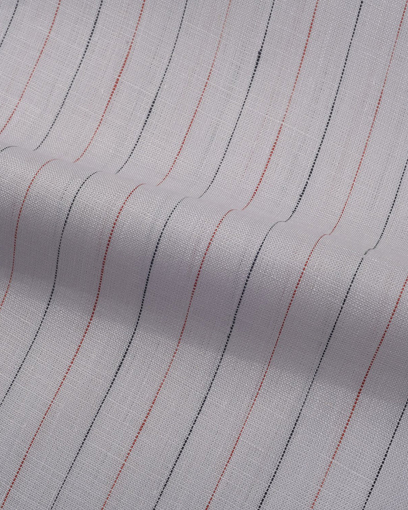 Ecru breite schwarze rote Nadelstreifen