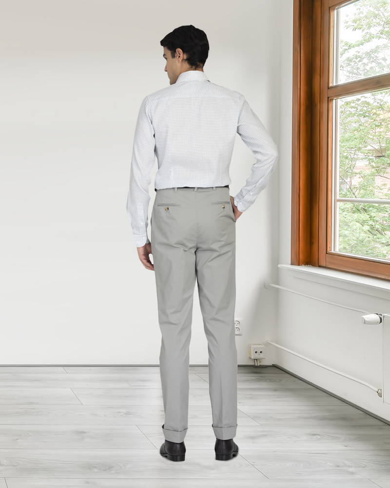 Greenish- Grey Linen Gingham Shirt