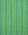 Cotton Linen: Blue Pencil Stripes On Green Shirt