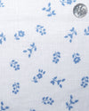 Lin : Feuilles imprimées bleu pâle sur fond blanc