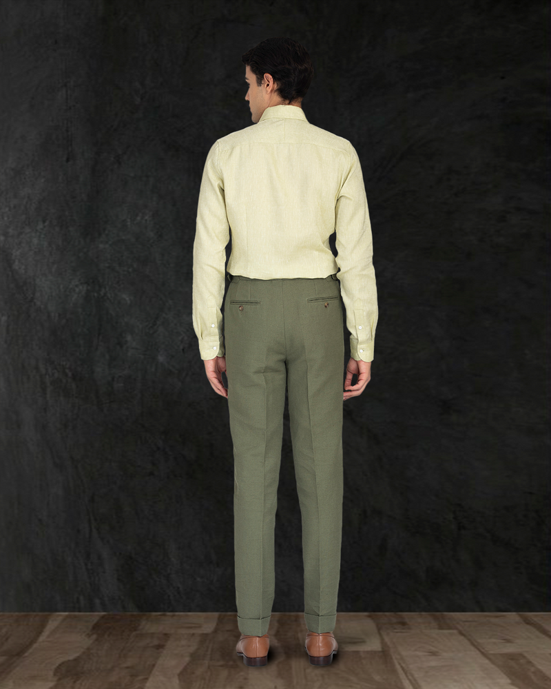 Light Olive Green Slub Linen Shirt