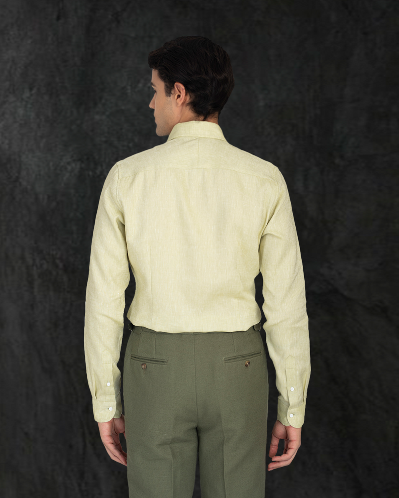 Light Olive Green Slub Linen Shirt