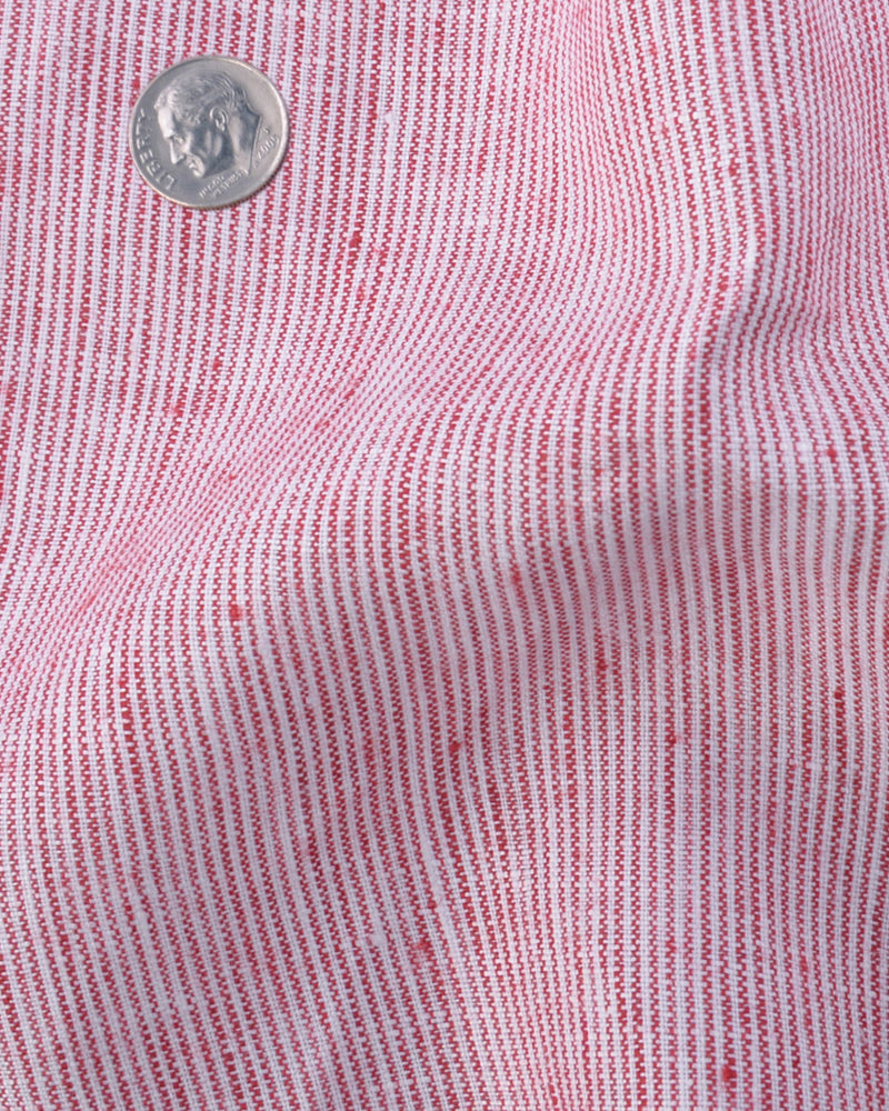 Lin : Chambray rouge et blanc flammé