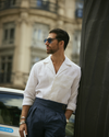 Summer Camp Collar Shirt in Crisp White Linen