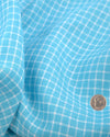 Leinen: Teal Blue Graph Checks