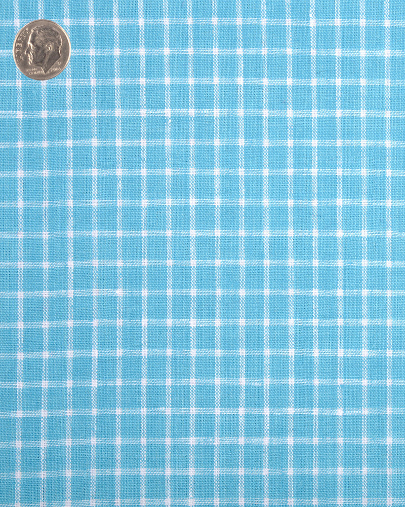 Leinen: Teal Blue Graph Checks