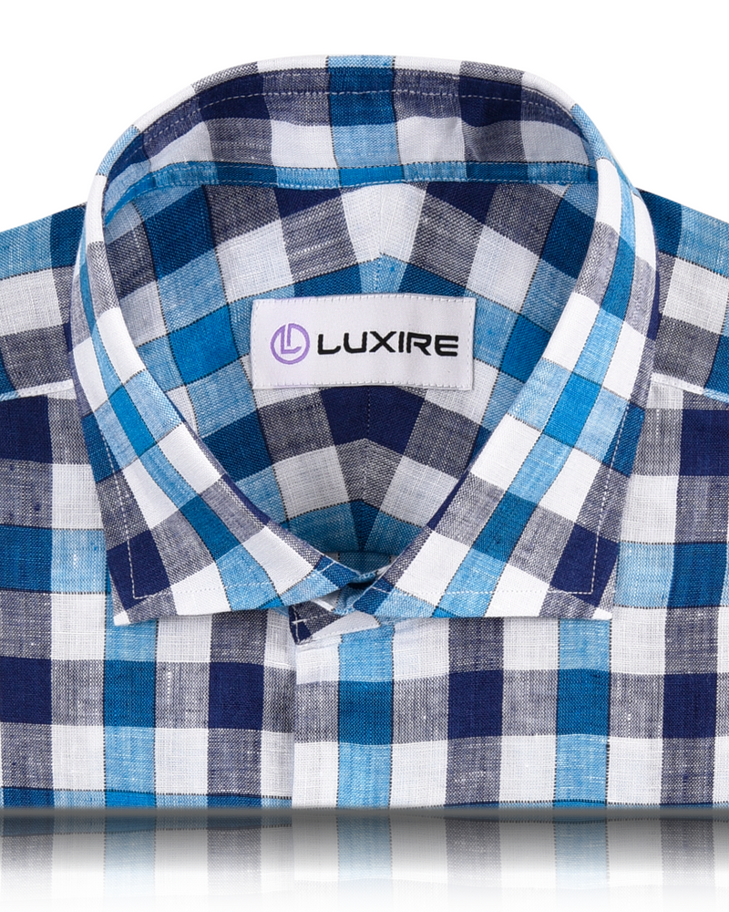 White Blue Navy Gingham Linen Shirt