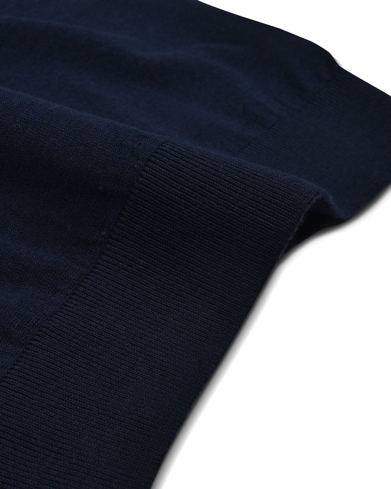 EZS Merino Wool Navy Long Sleeve Polo