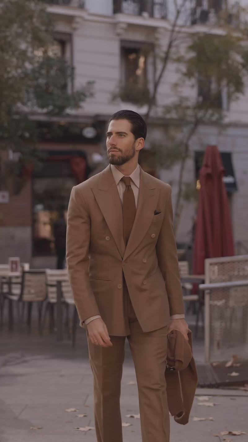 Vitale Barberis Canonico - Sand Wool Flannel High Rise Double Tab Pant