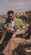 Camp Collar Shirt in Linen Brown Printed Paisely
