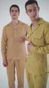 Golden Linen Dress Pant