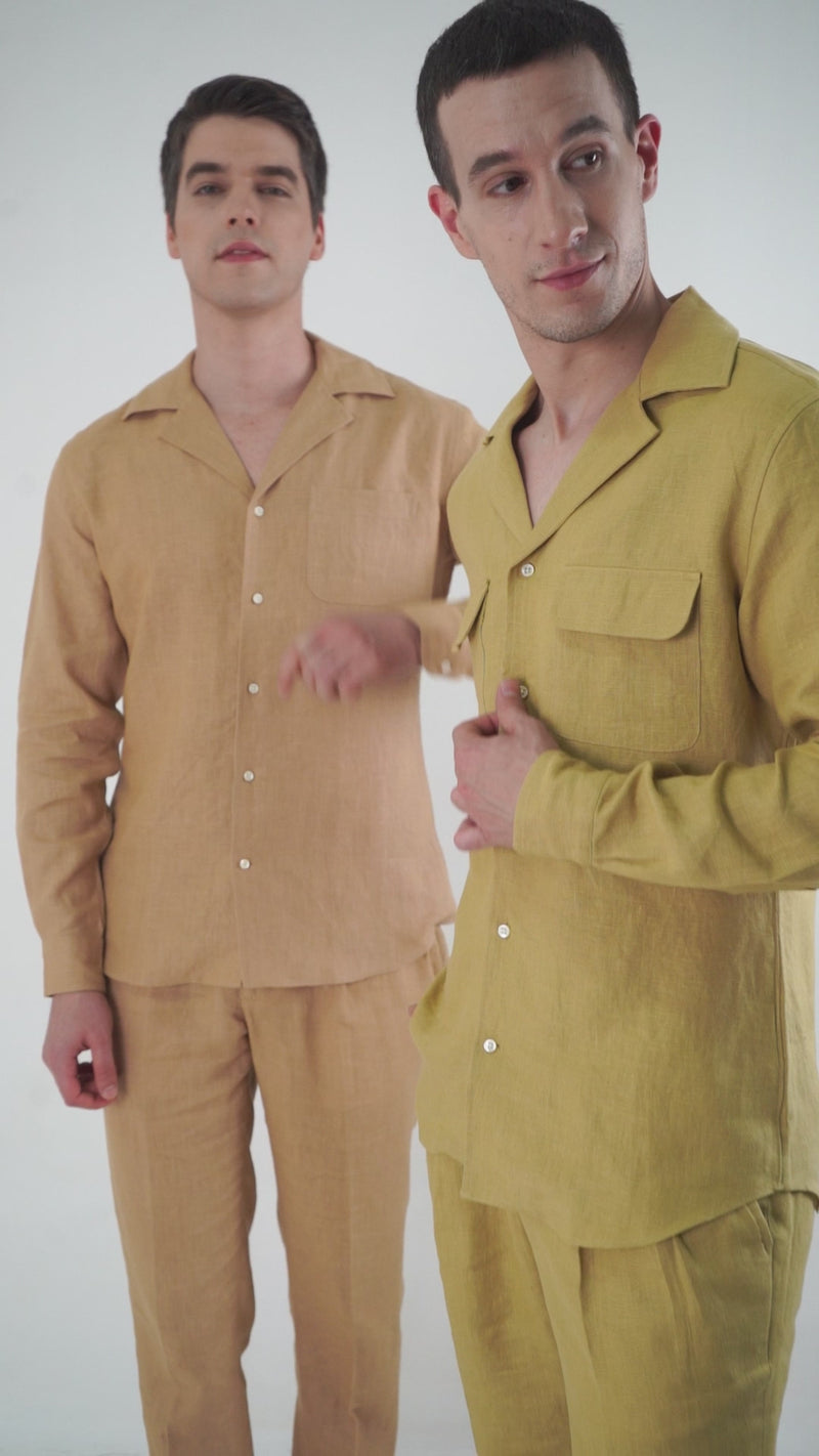Golden Linen Dress Pant