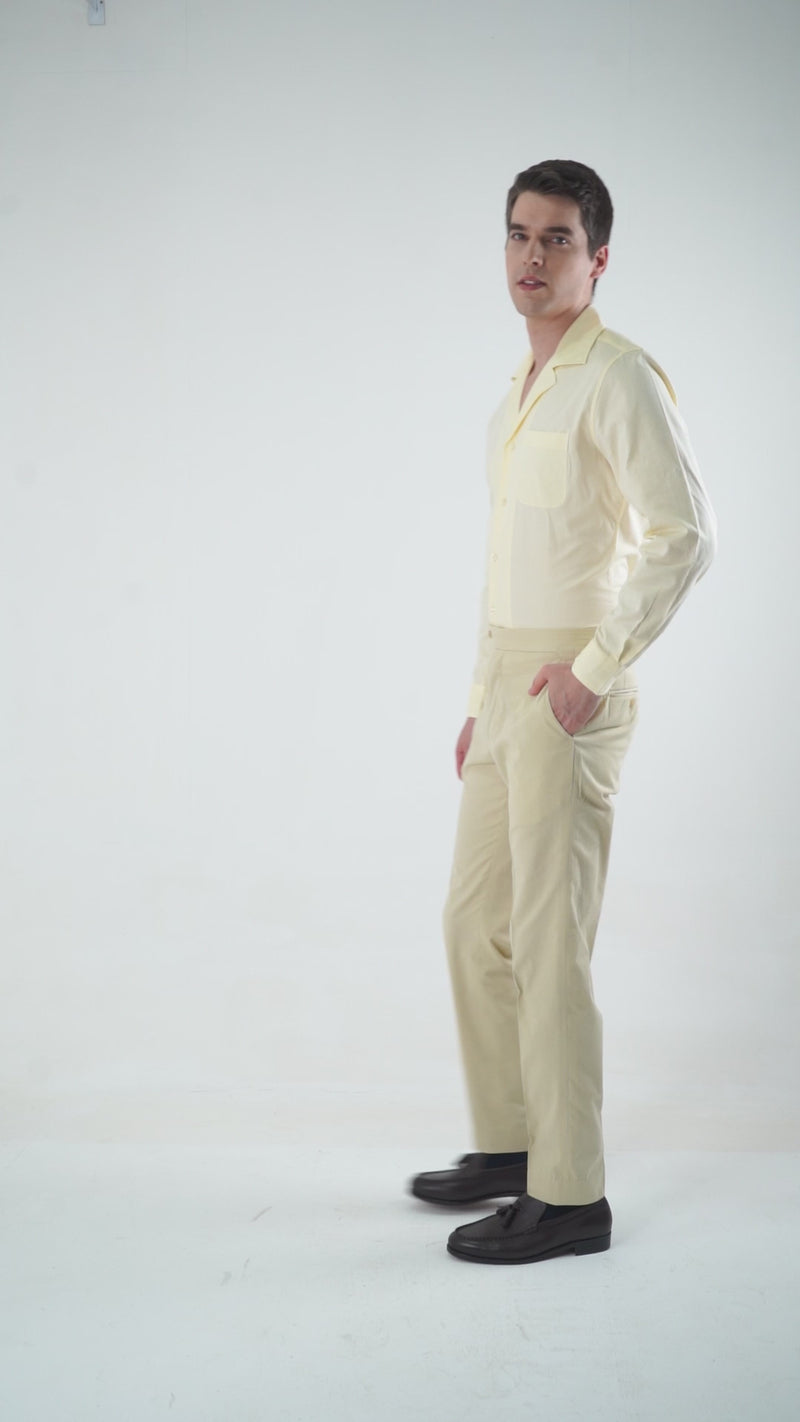 Summer Camp Collar Shirt in Pale Yellow