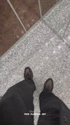 Charcoal Grey Wool Flannel High Rise Double Tab Pant