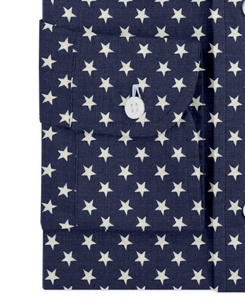 Indigo Denim bedruckte Sterne