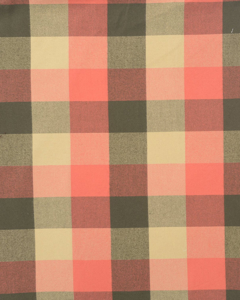 Arbeitshemd aus orange-oliv-braunem Twill-Flanell mit Fensterscheibe