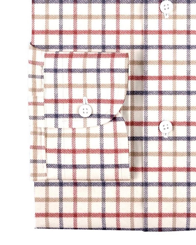 Cremefarbener, roter, hellbrauner, karierter Flanell